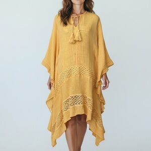 Jen's Pirate Booty Yellow Boho Dress with Tassel in Size P/S